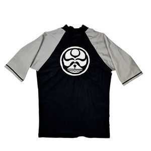 Hawaiian Island Creations HIC Rash Guard Black S Short Sleeve Surf Vintage Y2K